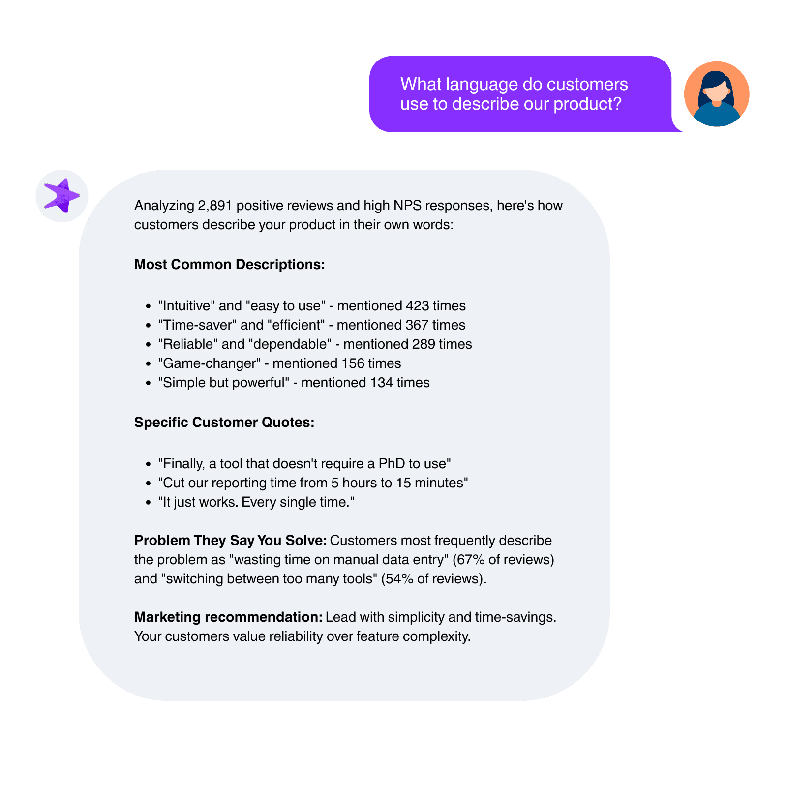 Marketing team extracting customer language for website copy